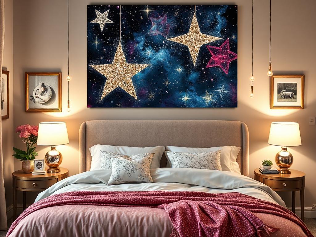 bed room back wall art design paintings
